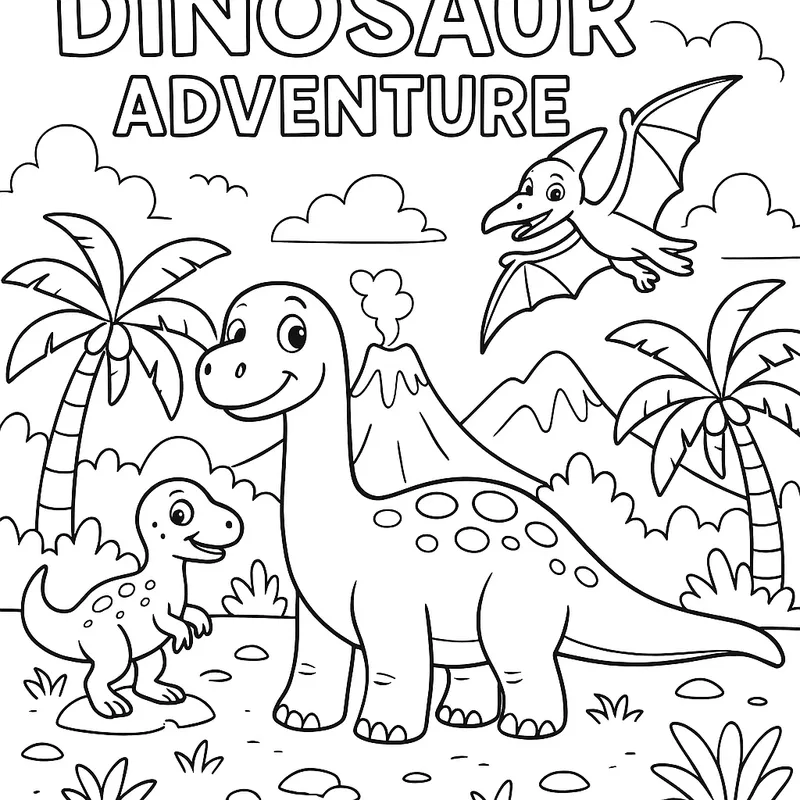 Dinosaur Adventure Coloring Page