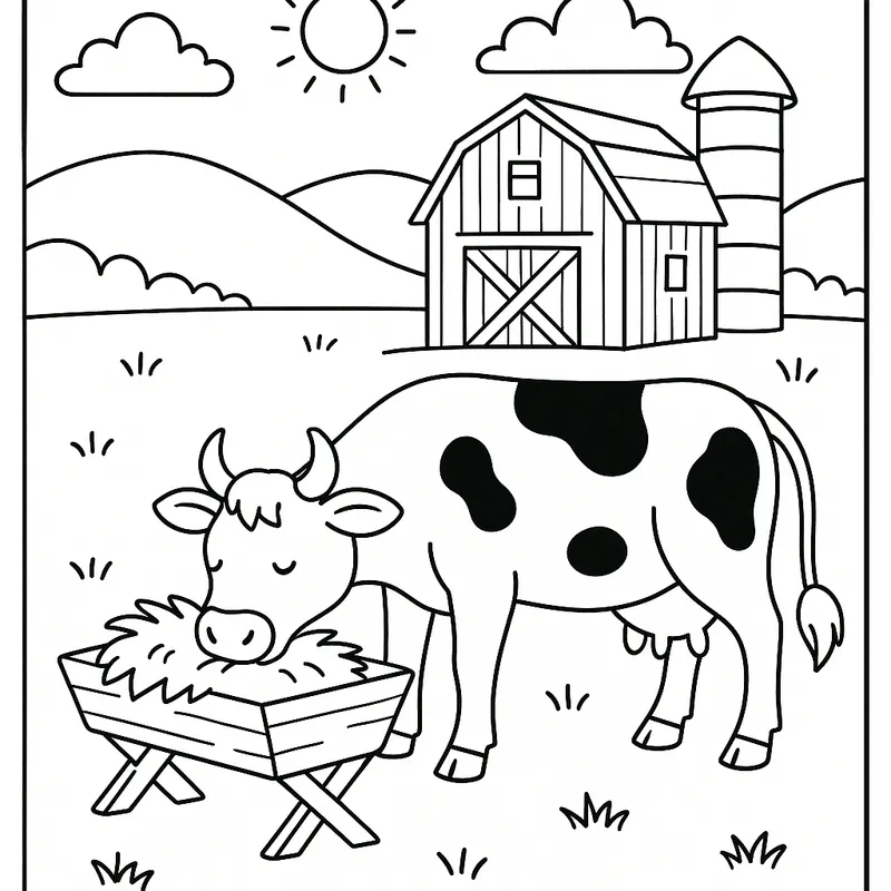 A ancient farm eating Coloring Page