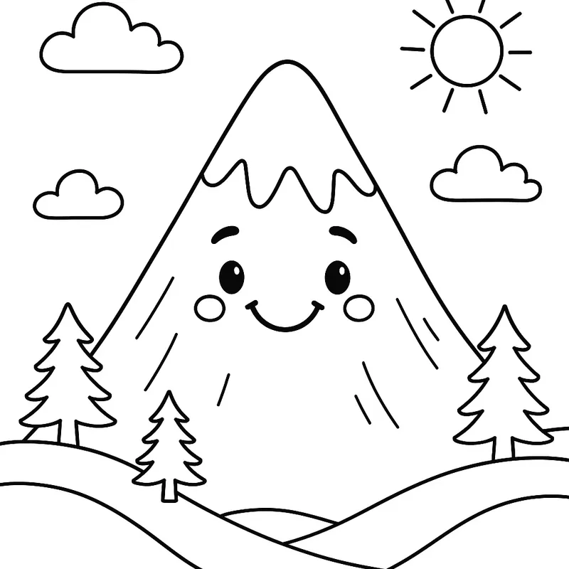 A happy mountain Coloring Page