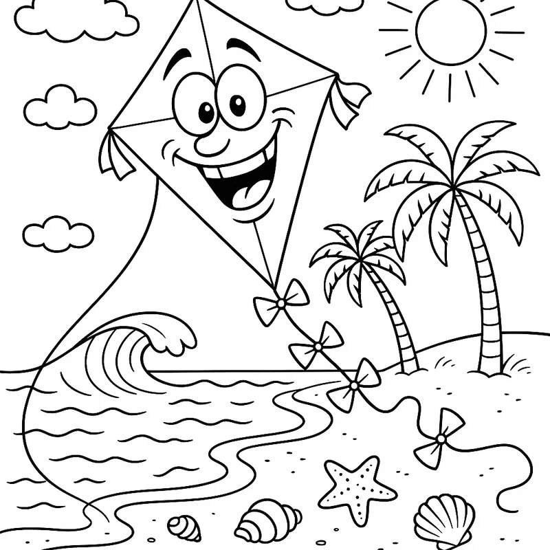 A silly beach flying Coloring Page