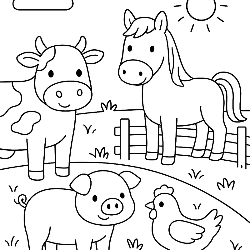 Farm Animals Coloring Page