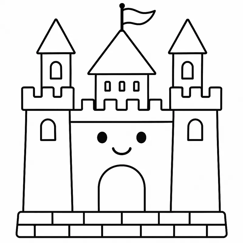 A curious castle building Coloring Page