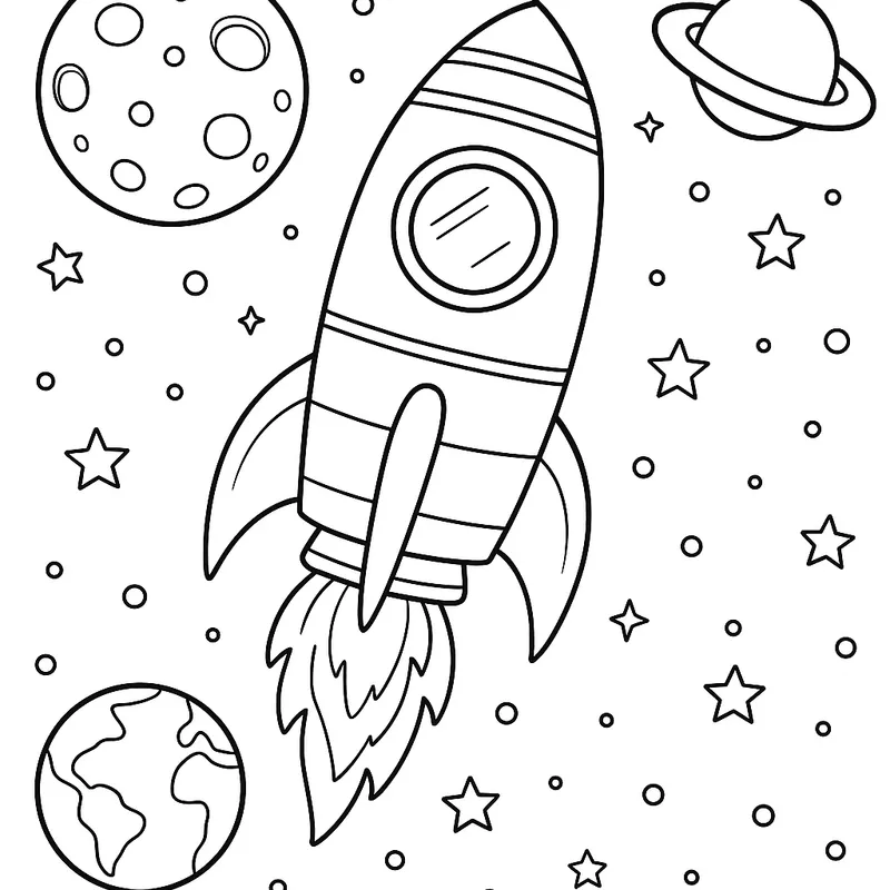 Space Rocket Coloring Page