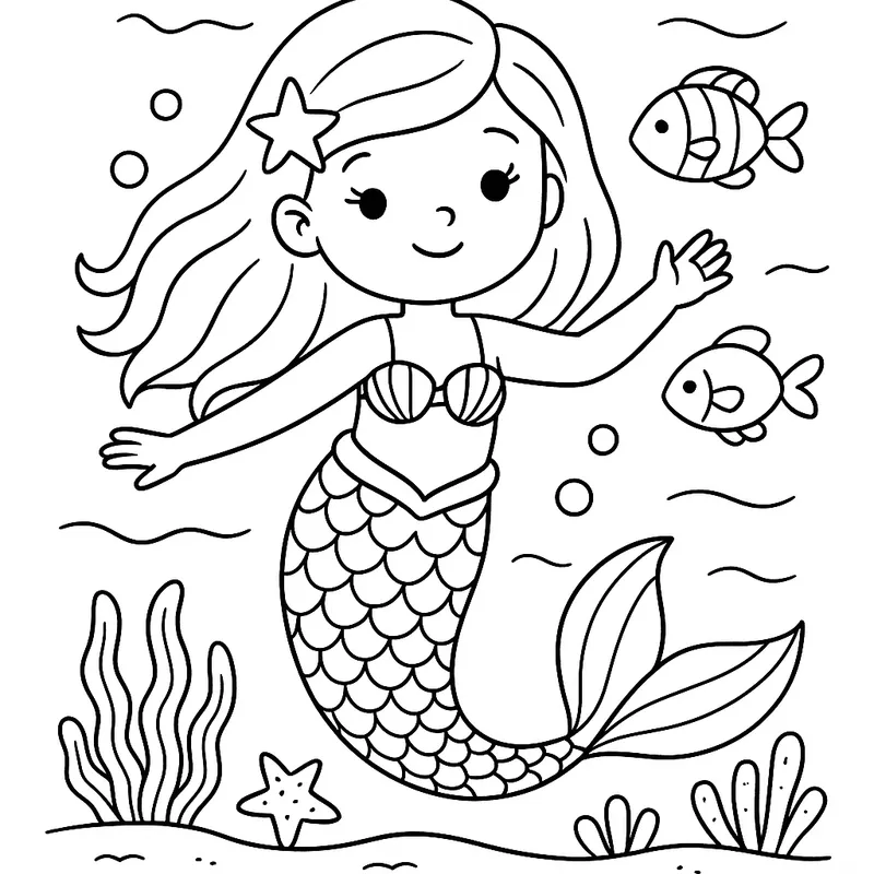 Underwater Mermaid Coloring Page