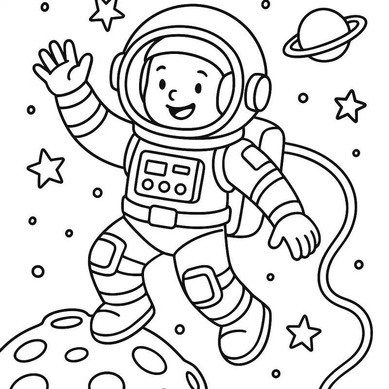 A adventurous astronaut Coloring Page