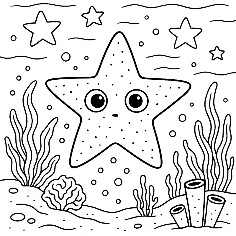 A mysterious stars under the sea Coloring Page