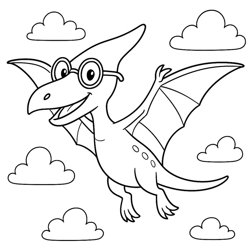 A clever dinosaur flying Coloring Page