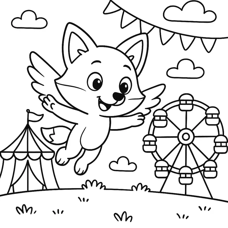 A clever forest diving at a carnival Coloring Page