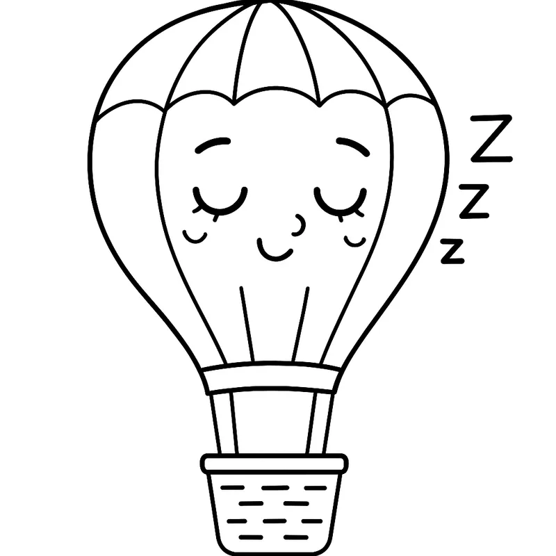 A brave hot air balloon sleeping Coloring Page