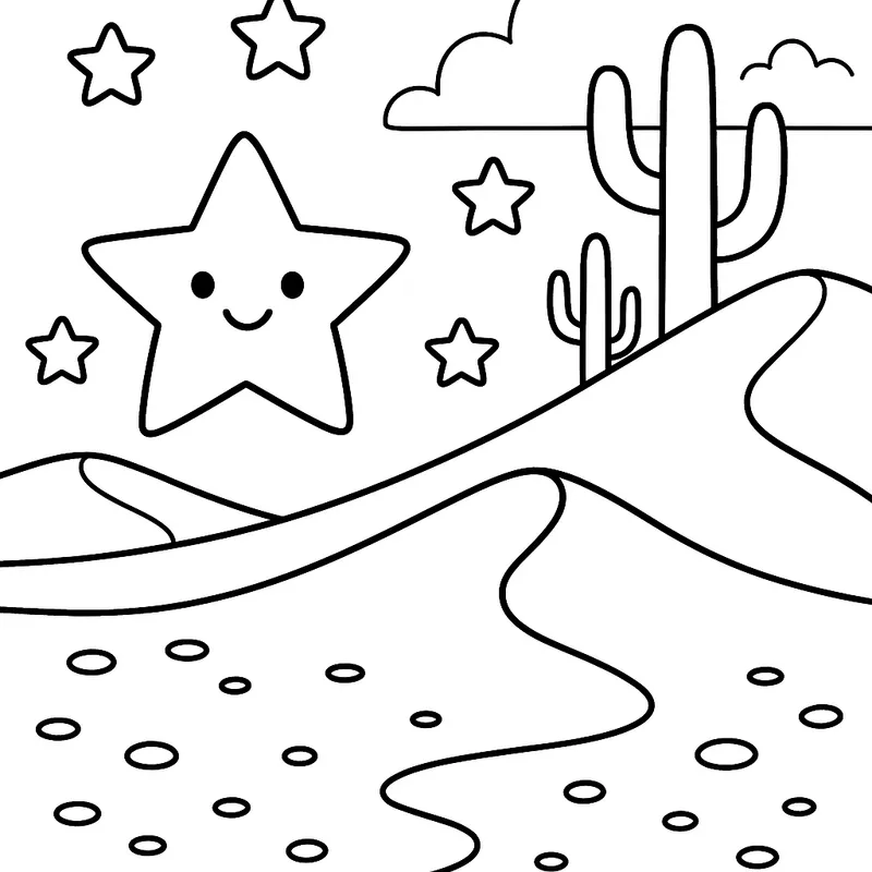 A tiny stars in a desert Coloring Page