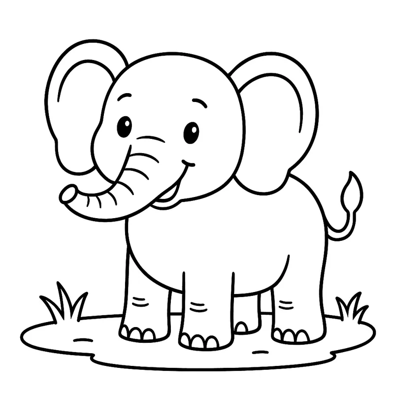 Friendly Elephant Coloring Page