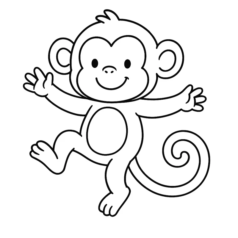 A playful monkey floating Coloring Page