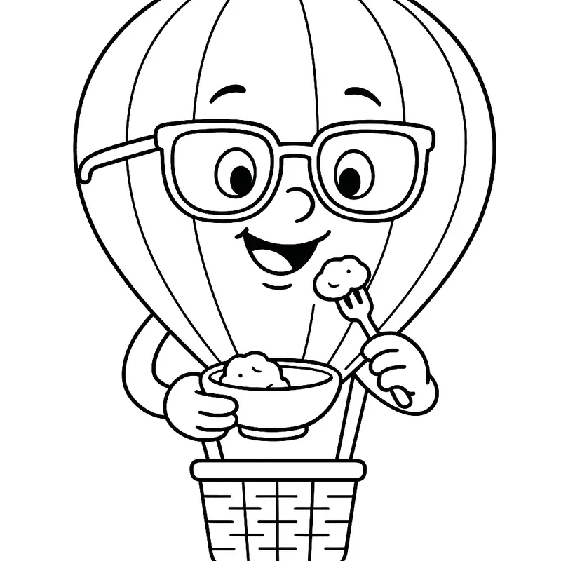A clever hot air balloon eating Coloring Page