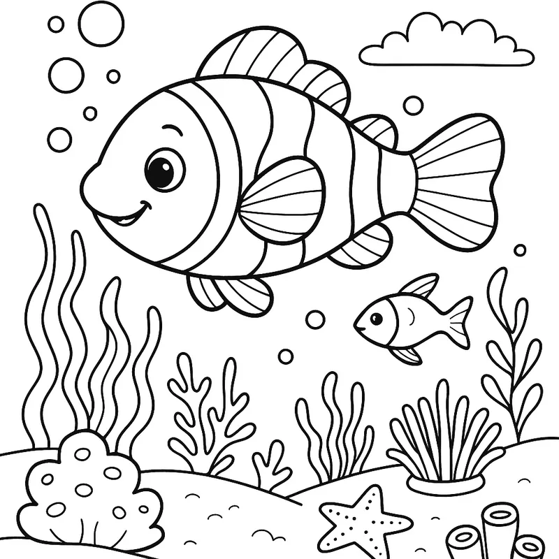 A colorful ocean swimming Coloring Page