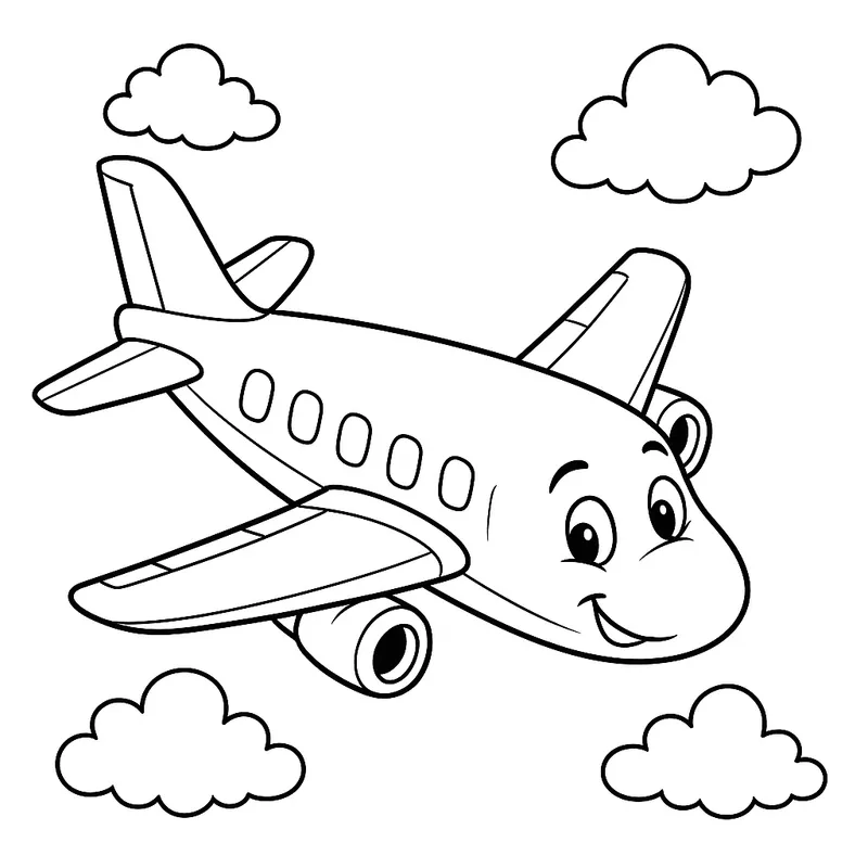 A gentle airplane diving Coloring Page