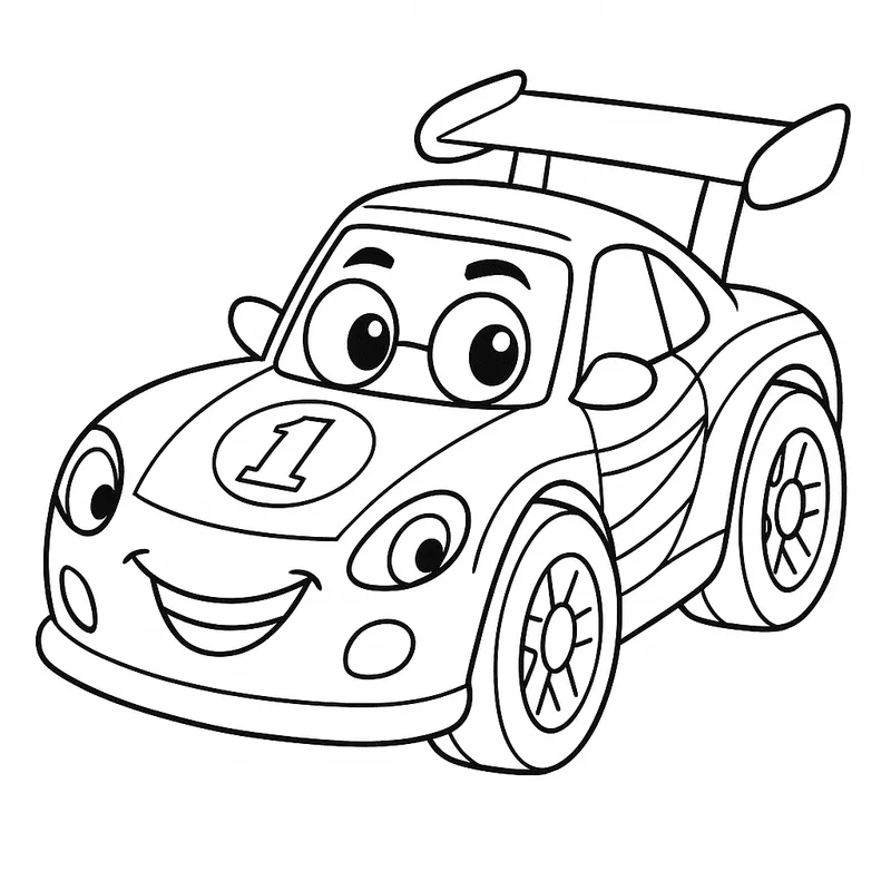 A clever race car Coloring Page