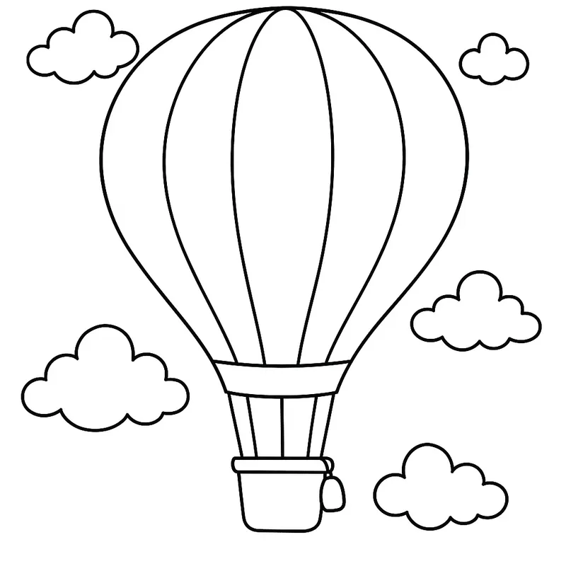 Hot Air Balloon Coloring Page