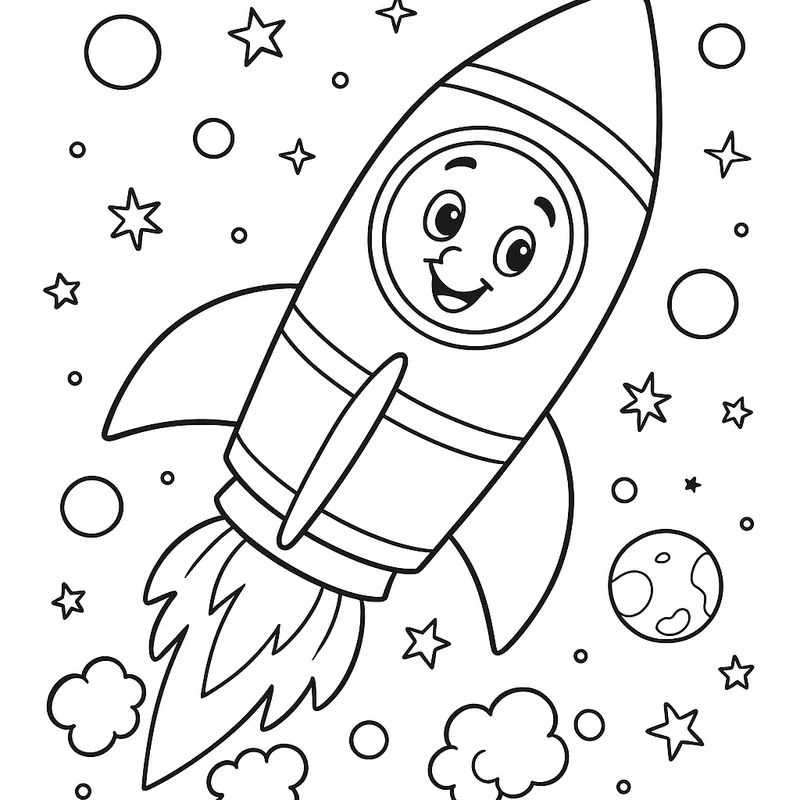 A friendly rocket Coloring Page
