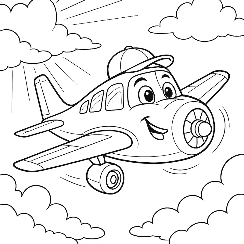 A adventurous airplane Coloring Page