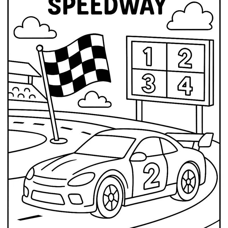 Race Car Speedway Coloring Page