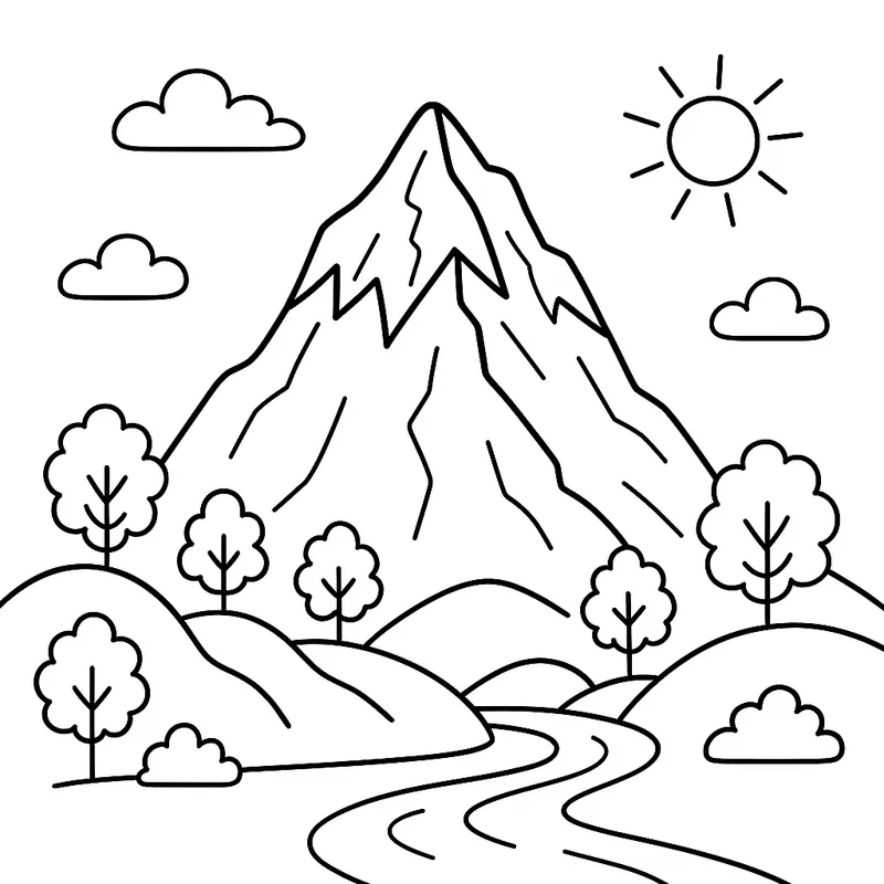 A ancient mountain Coloring Page