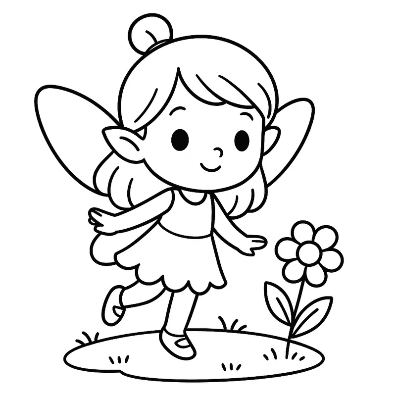 A tiny fairy Coloring Page