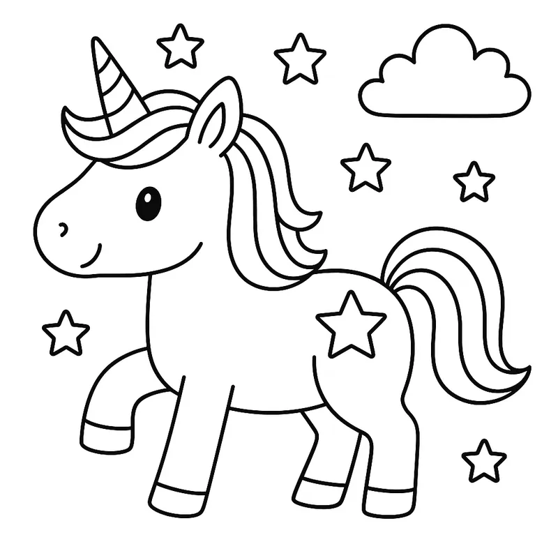 Magical Unicorn Coloring Page
