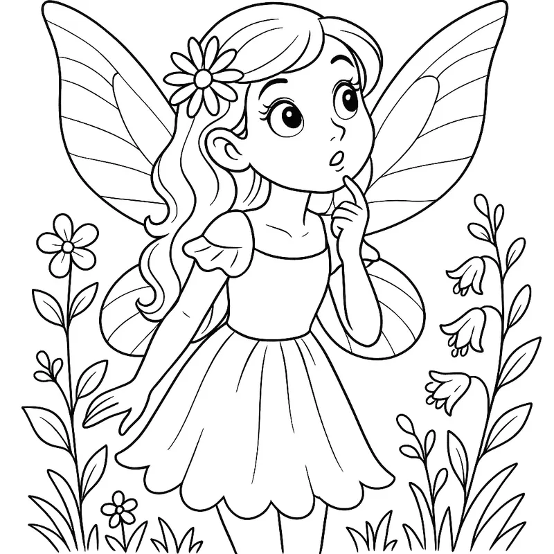A curious fairy Coloring Page